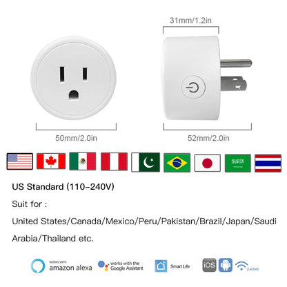 Mini US Wifi Smart Plug Surge Protector 110-230V Voice Control Timer Smart Socket Work with Alexa Google Home Tuya