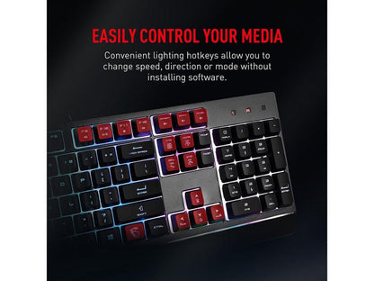 Vigor GK30 Gaming Keyboard & GM11 Gaming Mouse Combo - Mechanical Membrane Switches, 6-Zone RGB, Water Repellent & Splash-Proof, 5000 DPI - Black